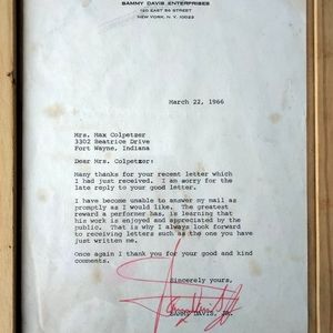 Actor legend Sammy Davis Jr typed signed letter